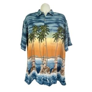 Campia Moda Men's Hawaiian shirt Pinup Bikini Girls and Palm Trees size XL